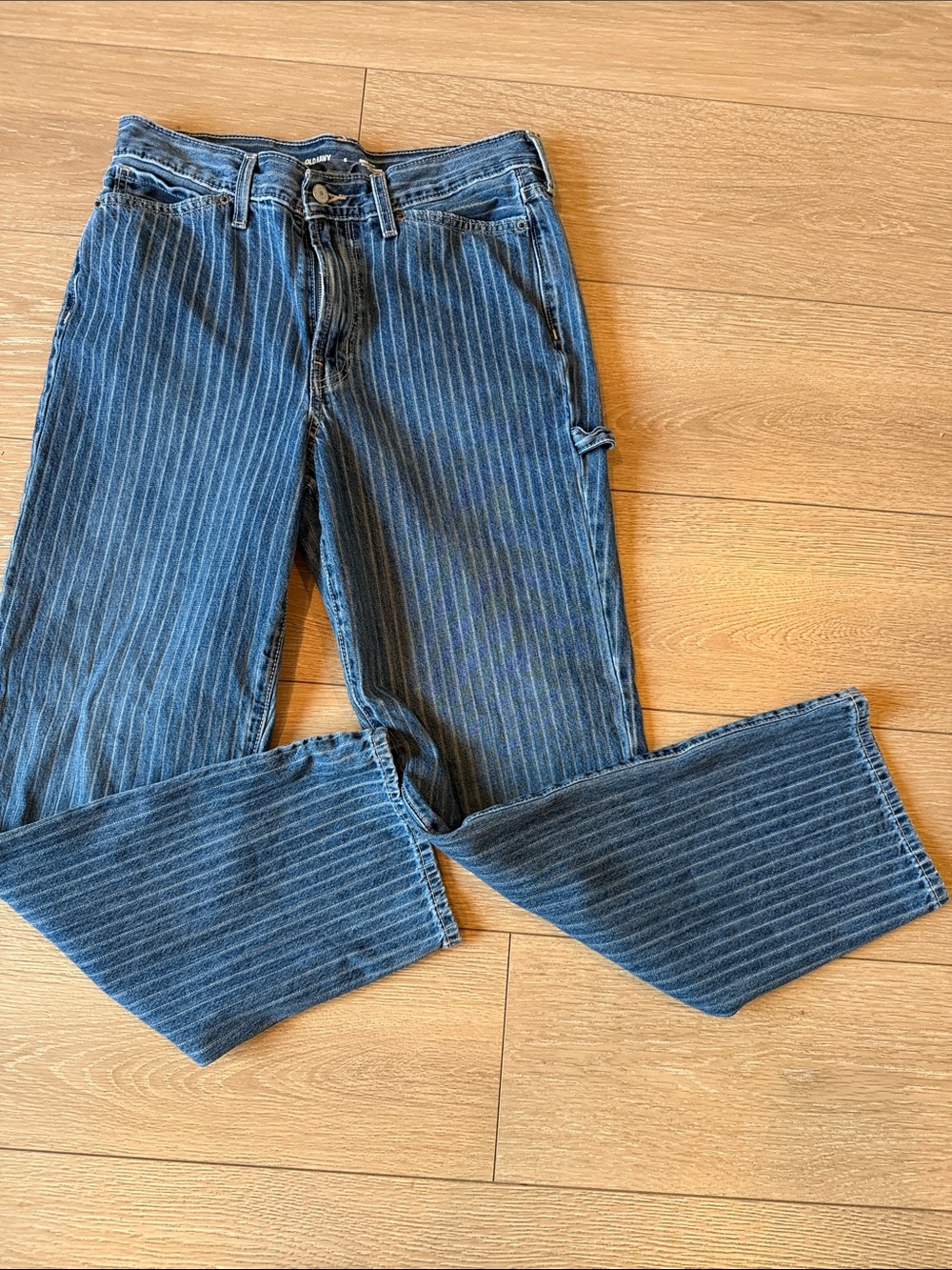 Old Navy High-Rise Pinstripe Blue Jeans
